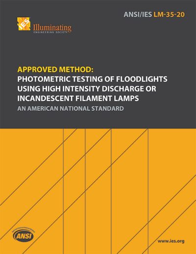 This document provides a method for uniformity in measuring and reporting of the optical performance of floodlights and similar luminaires having a total field angle greater than or equal to 10 degrees in any cross section. The method applies to luminaires that utilize a variety of light sources, including tungsten filament, tungsten-halogen, and high intensity discharge (HID) lamps.